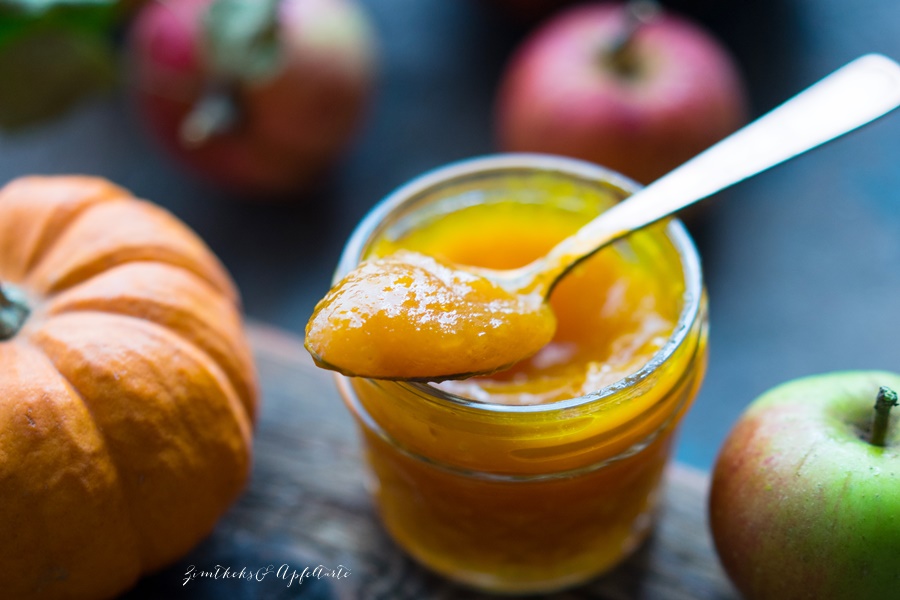 Einfaches Rezept für fruchtige Kürbis-Apfel-Marmelade mit Ingwer