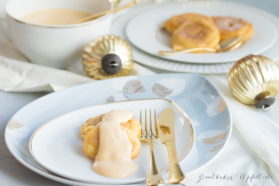 einfache Apfelküchlein mit Zabaione