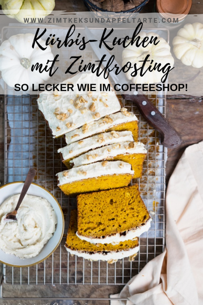 Rezept Kürbis-Kuchen mit Zimtfrosting wie im Coffeeshop - lecker, einfach, gelingsicher - Pumpkin Pound Cake with Creamcheese Frosting 