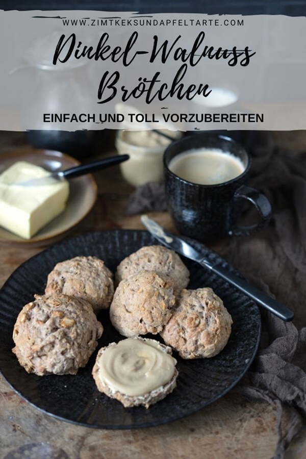 Ganz einfaches Rezept mit Übernachtgare für Dinkel-Walnuss-Brötchen von ZimtkeksundApfeltarte.com