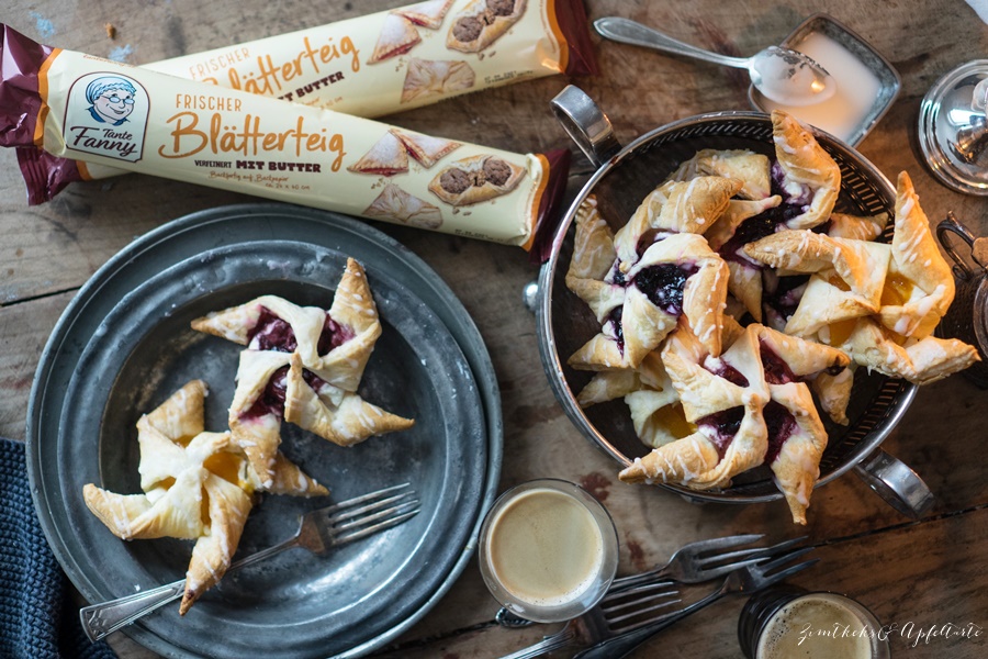 Dreierlei Blätterteig Windräder mit Quarkcreme und Frucht - einfach und lecker