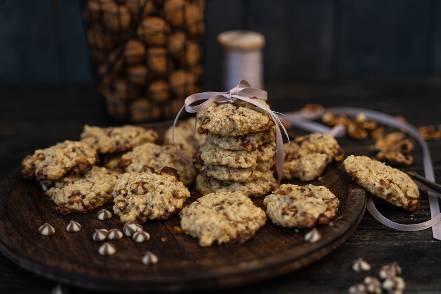 Vegane Hafer-Walnuss-Schokoladen-Cookies