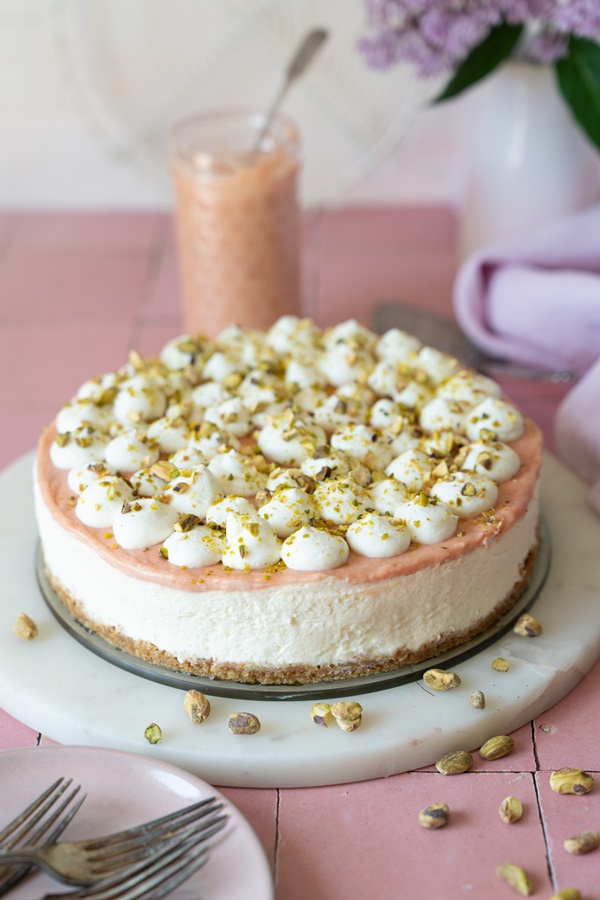 no bake Cheesecake mit Rhabarber Curd – einfaches und gelingsicheres Rezept