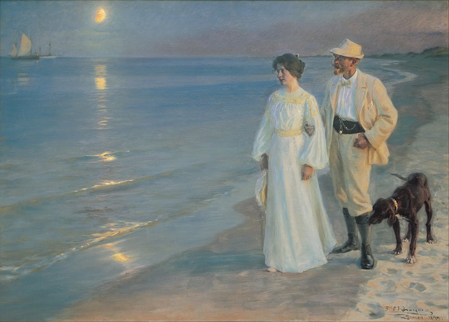 Sommerabend am Strand von Skagen. Der Maler und seine Frau. (Summer evening on the beach at Skagen. The painter and his wife.) Peder Severin Krøyer