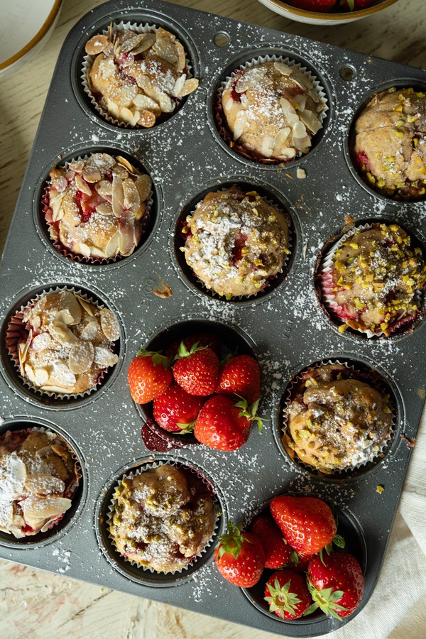 Einfaches Rezept für zuckerfreie Erdbeer Muffins