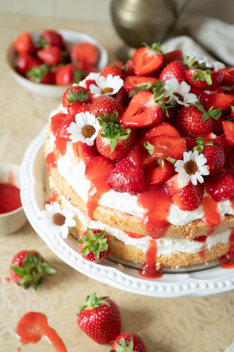 Einfaches Rezept für eine Erdbeer Schichttorte mit Sahne
